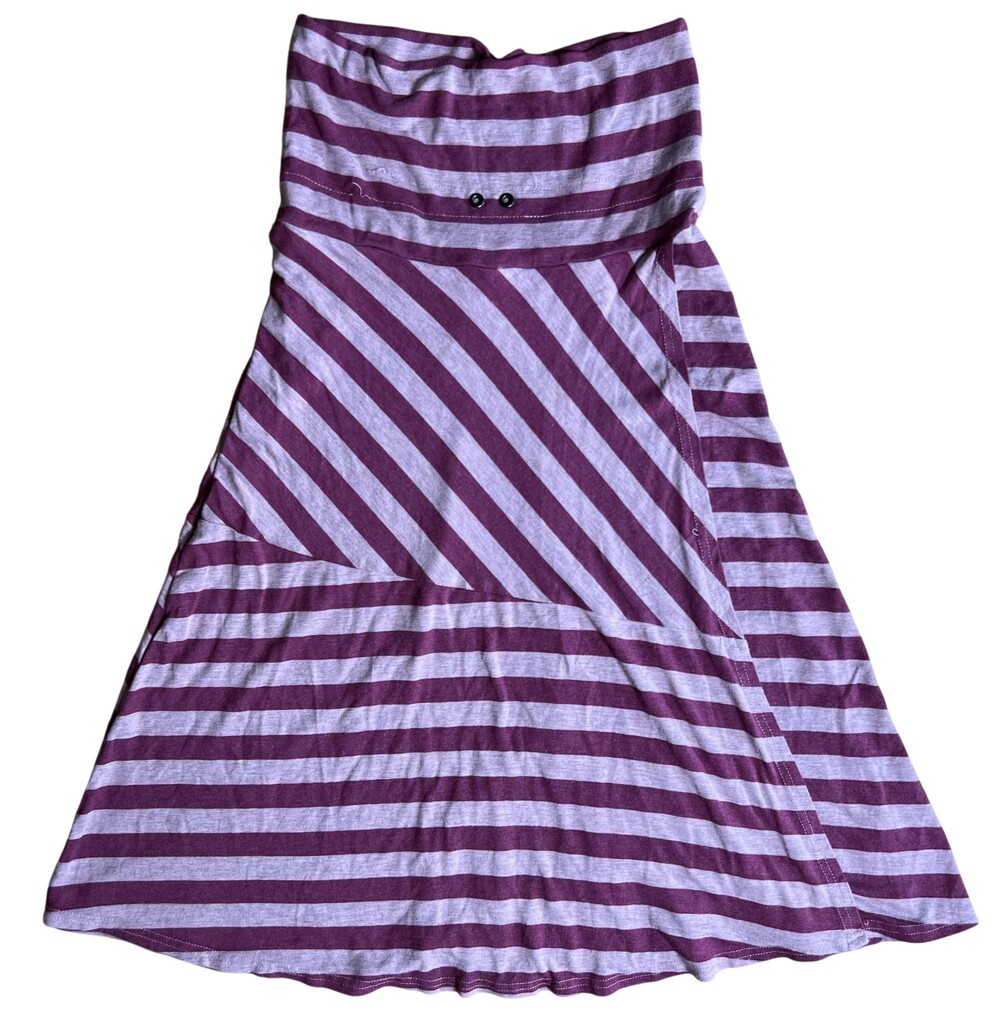 Athleta Skirt Womens XXS Purple Striped Flare Knee Length Stretch Pull On